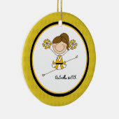 Cute Brown Haire Cheerleader kerstversiering Keramisch Ornament (Rechts)
