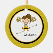 Cute Brown Haire Cheerleader kerstversiering Keramisch Ornament (Voorkant)