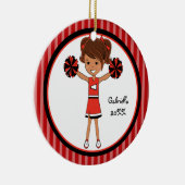 Cute Brown Haire Cheerleader kerstversiering Keramisch Ornament (Rechts)