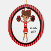 Cute Brown Haire Cheerleader kerstversiering Keramisch Ornament (Links)