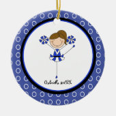 Cute Brown Haire Cheerleader kerstversiering Keramisch Ornament (Voorkant)