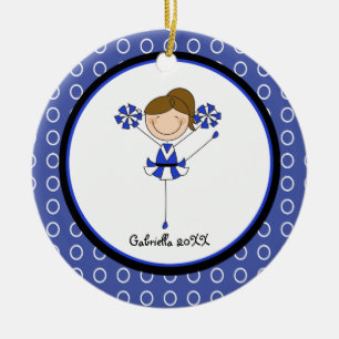 Cute Brown Haire Cheerleader kerstversiering Keramisch Ornament