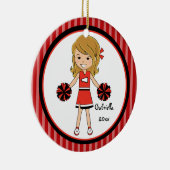 Cute Brown Haire Cheerleader kerstversiering Keramisch Ornament (Rechts)