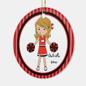 Cute Brown Haire Cheerleader kerstversiering Keramisch Ornament (Links)