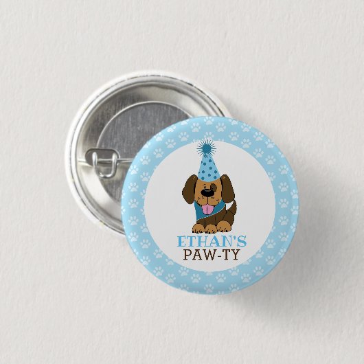 Cute Brown Handsome Puppy Dog Birthday Ronde Button 3,2 Cm (Voorkant /achterkant)