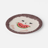 Cute Brown Hedegel Eating Watermelon Slice Papieren Bordje (Gekanteld)