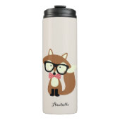 Cute Brown Hipster Fox Thermosbeker (Voorkant)