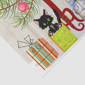 Cute Brown Horse and Kitten Barn-kerstfeestdag Tissuepapier (Detail)