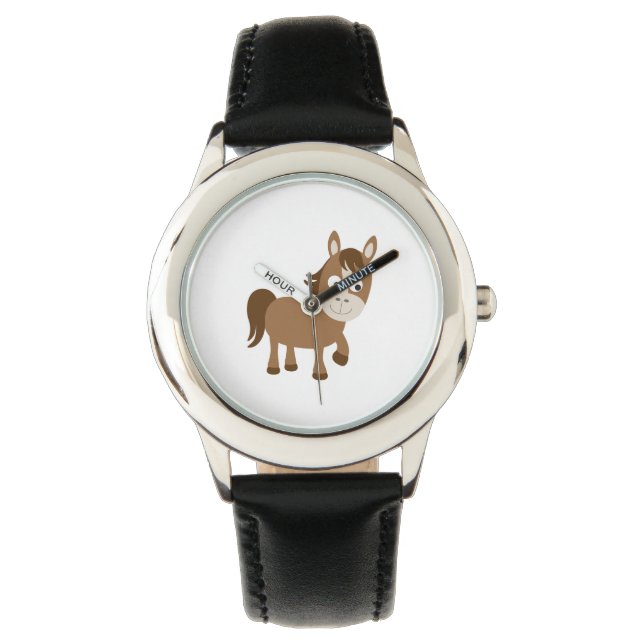 Cute Brown Horse Horloge (Voorkant)