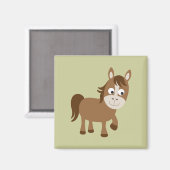 Cute Brown Horse Magneet (Voorkant / Achterkant)