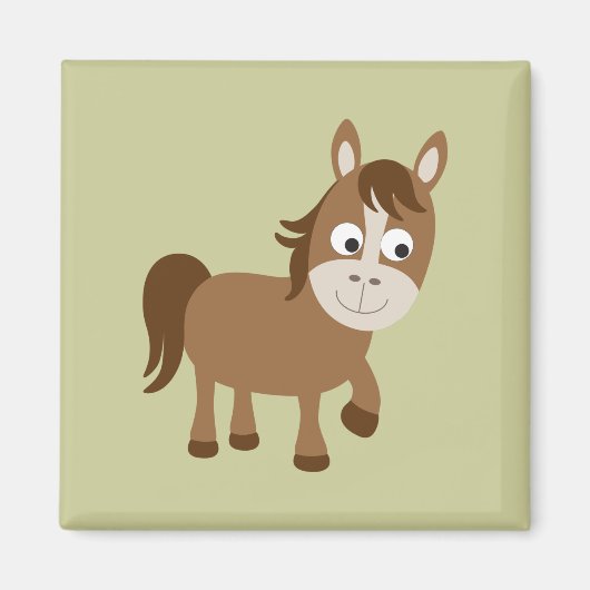 Cute Brown Horse Magneet (Voorkant)