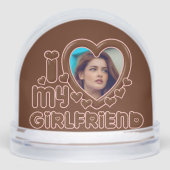 Cute Brown I Love My Girlfriend Photo Sneeuwbol (Voorkant)