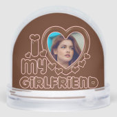 Cute Brown I Love My Girlfriend Photo Sneeuwbol (Achterkant)