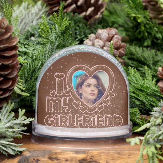 Cute Brown I Love My Girlfriend Photo Sneeuwbol (Winter)