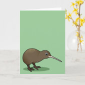 Cute Brown Kiwi uit Nieuw-Zeeland Kaart (Gele Bloem)