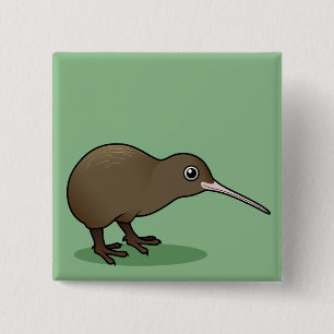 Cute Brown Kiwi uit Nieuw-Zeeland Vierkante Button 5,1 Cm
