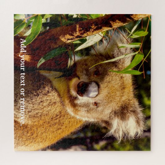 Cute brown koala beer dat eucalyptusbladeren eet, legpuzzel (Horizontaal)