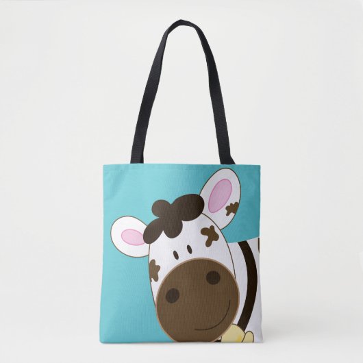 Cute Brown Koe Art van Jess Tote Bag (Voorkant)