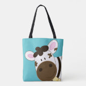 Cute Brown Koe Art van Jess Tote Bag (Achterkant)