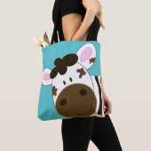 Cute Brown Koe Art van Jess Tote Bag (Dichtbij)