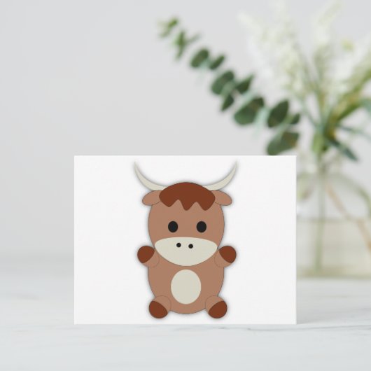 Cute Brown Koe Briefkaart (Staand voorkant)