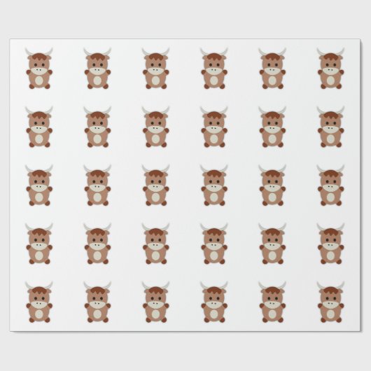 Cute Brown Koe Cadeaupapier (Vlak)