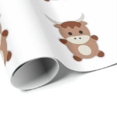 Cute Brown Koe Cadeaupapier (Rol Hoek)