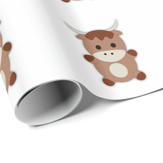 Cute Brown Koe Cadeaupapier (Rol Hoek)