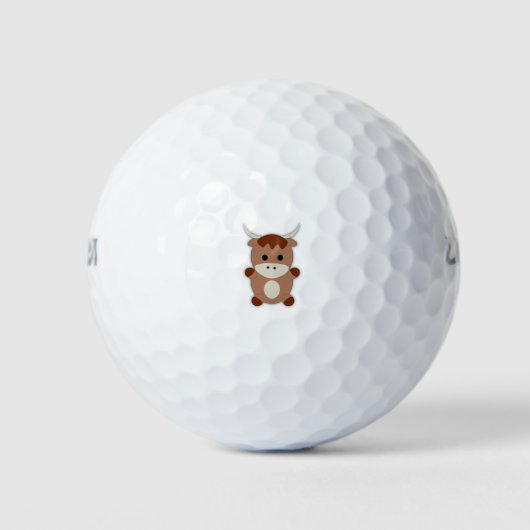 Cute Brown Koe Golfballen (Voorkant)