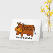 Cute Brown Koe Kaart (Gele Bloem)