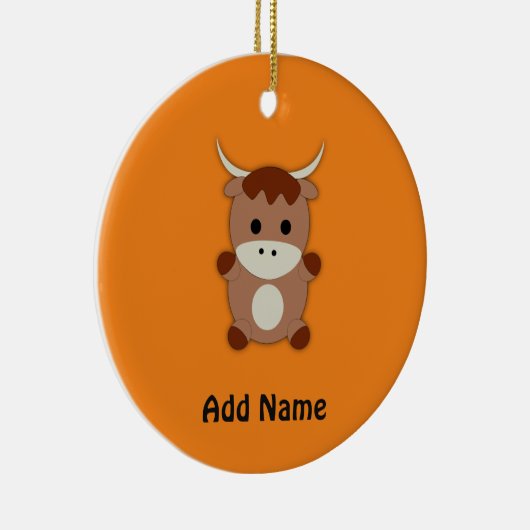 Cute Brown Koe Keramisch Ornament (Rechts)