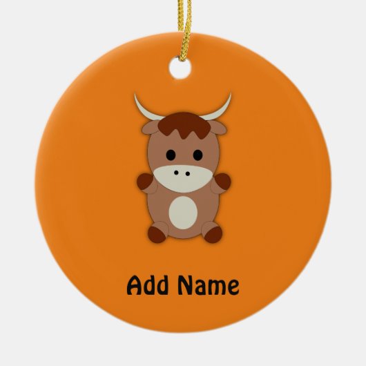 Cute Brown Koe Keramisch Ornament (Voorkant)