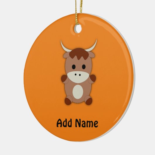 Cute Brown Koe Keramisch Ornament (Links)