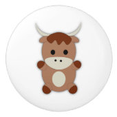 Cute Brown Koe Keramische Knop (Voorkant)