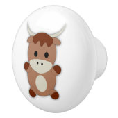 Cute Brown Koe Keramische Knop (Rechts)