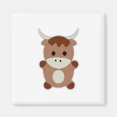 Cute Brown Koe Magneet (Voorkant)