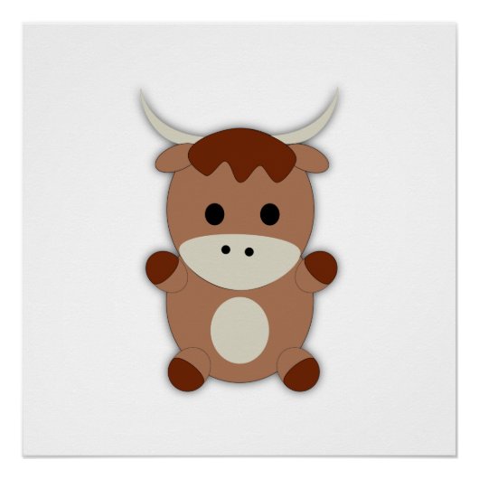 Cute Brown Koe Perfect Poster (Voorkant)