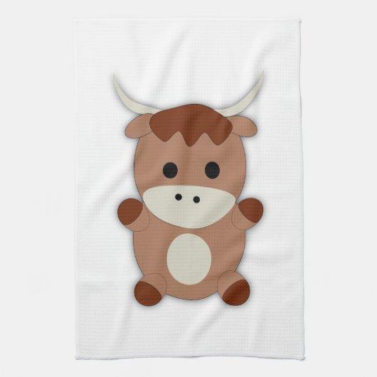 Cute Brown Koe Theedoek (Verticaal)