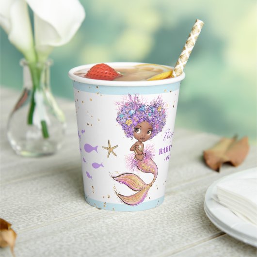 Cute Brown Mermaid Baby shower Paper cup Papieren Bekers (Insitu)