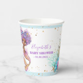 Cute Brown Mermaid Baby shower Paper cup Papieren Bekers (Links)