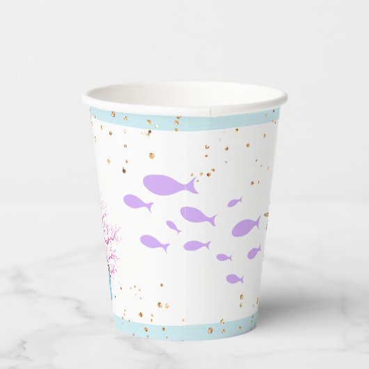 Cute Brown Mermaid Baby shower Paper cup Papieren Bekers (Rechts)