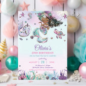 Cute Brown Mermaid onder het Zee Narwhal Birthday Kaart