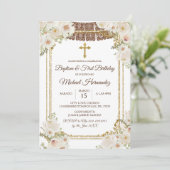 Cute Brown Mexican Baptism & First Birthday Kaart (Staand voorkant)