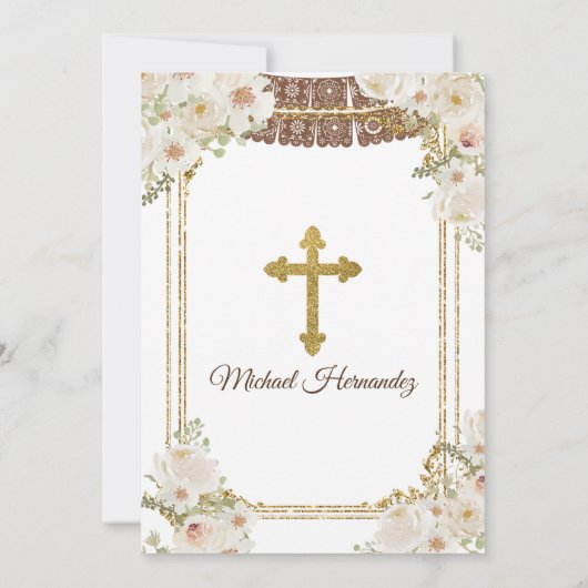 Cute Brown Mexican Baptism & First Birthday Kaart (Achterkant)