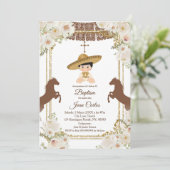 Cute Brown Mexican Boy Horse Baptisme Kaart (Staand voorkant)