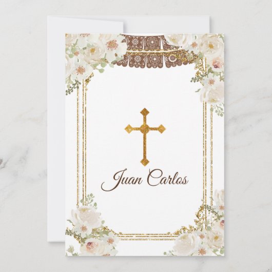 Cute Brown Mexican Boy Horse Baptisme Kaart (Achterkant)