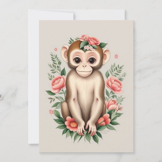Cute Brown Monkey Bedankkaart (Voorkant)