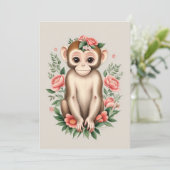 Cute Brown Monkey Bedankkaart (Staand voorkant)