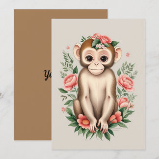 Cute Brown Monkey Bedankkaart