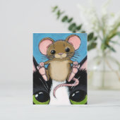 Cute Brown Mouse en Cat Briefkaart (Staand voorkant)